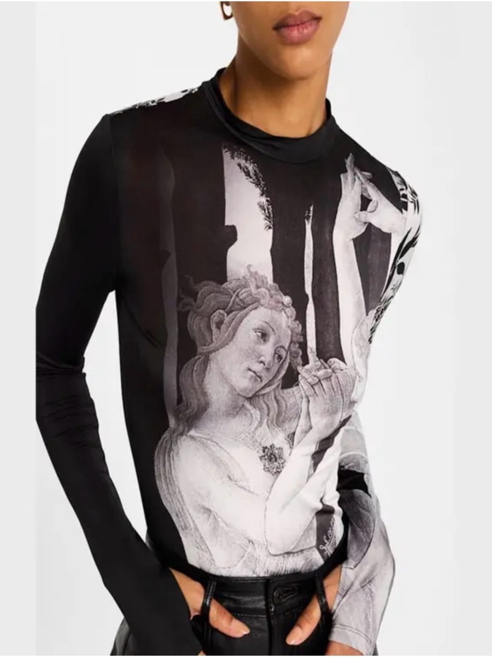 ALICE + OLIVIA Renaissance Fresco Delaina
Long-Sleeve Turtleneck Top Small UEC